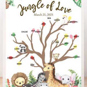 Dschungel-Thema Babyparty Fingerabdruck-Gästebuch, digitaler Download, Safari-Kinderzimmer-Deko, Baby-Streusel-Ideen