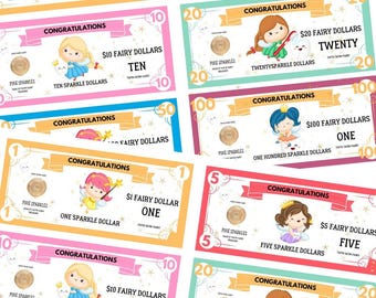 Dinero imprimible del Hada de los Dientes: dólares, libras y certificado (descarga inmediata)