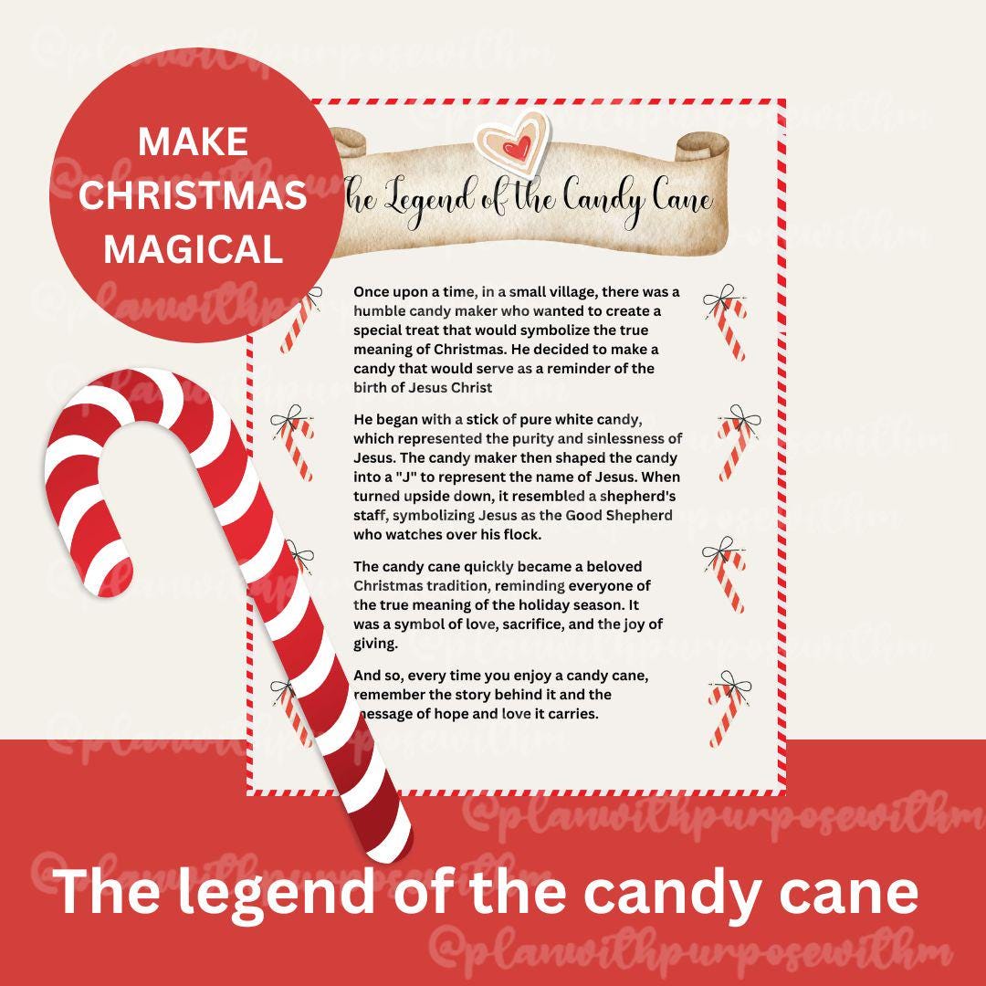 Candy Cane Story Printable Christmas Gift Tags Legend of the Candy
