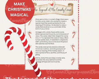 Candy Cane Story Printable - Christmas Gift Tags - Legend of the Candy Cane - Instant Download