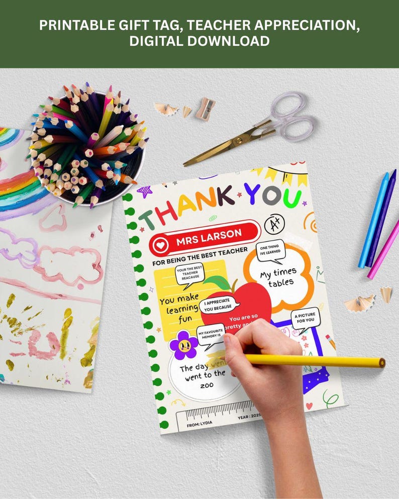 Teacher Appreciation Gift Tag Template, Printable Thank You (digital ...