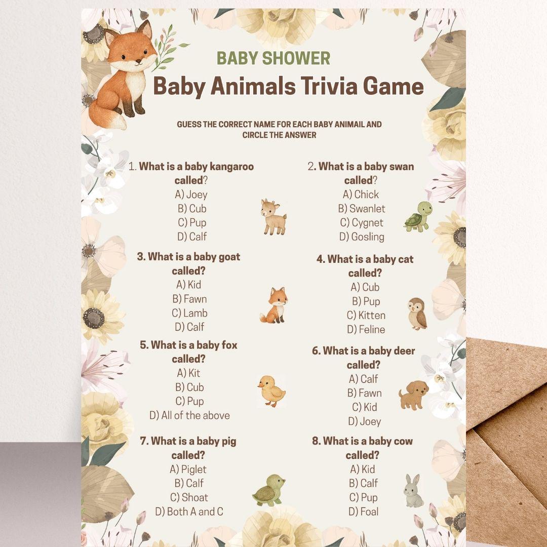 Printable Game for Fun Baby Shower Activities, Trivia Questions ...