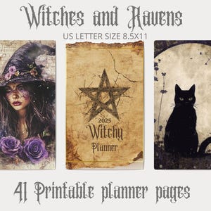 2025 Witchy Planner Kit - Grimoire Pages - Astrology Planner - Printable Calendar -Witches And Ravens