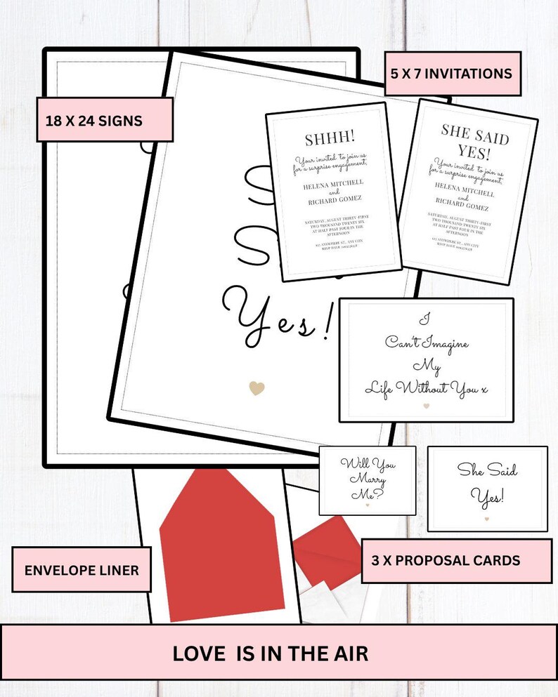 Proposal Bundle | Romantic Wedding Proposal Signs Set | Printable ...