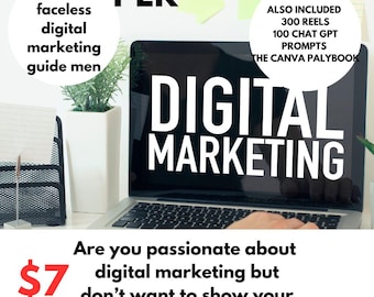 Paquete de marketing digital "Hombres sin rostro": MRR, Reels y plantillas de Canva (descarga digital)