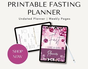 Fast Like a Girl Monthly Planner, Digital Download, Female Fasting Tracker, Printable Calendar for Women