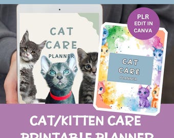 PLR Cat Care Planner: Editable Printable Pet Journal (Resell Rights)