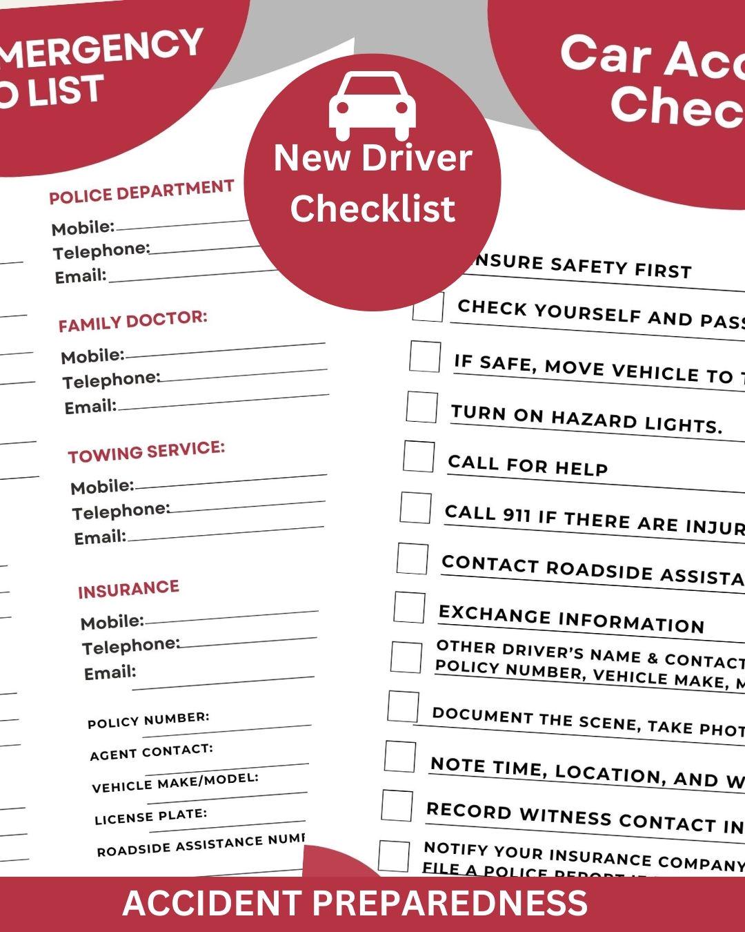 Drivers Ed Checklist New Driver Checklist, Essential Driving Tips, Safety Guide for Teen ...