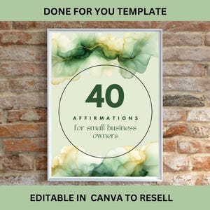 Cartes d'affirmation positives PLR - Cartes d'affirmation imprimables pour les entrepreneurs - Modèles Canva modifiables