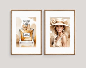Luxury Fashion Print Set of 3 - Beige Wall Art - Digital Download - Trendy Designer Decor