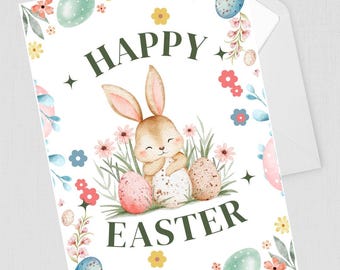 Easter Bunny Folded Card – Printable Spring Decor (Digital Download)