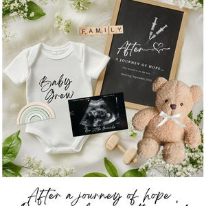 Faire-part de grossesse personnalisé, Révélation de bébé numérique FIV, Réseaux sociaux personnalisés, Thème bohème, Miracle, Photo échographique, Élégant