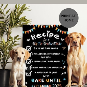 Big Fur Sibling Pregnancy Announcement: Personalized Chalkboard Sign (Digital File)