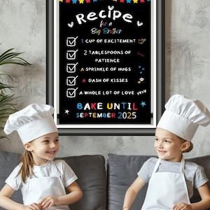 Recipe for a Big Brother - Pregnancy Announcement Chalkboard (Digital File)