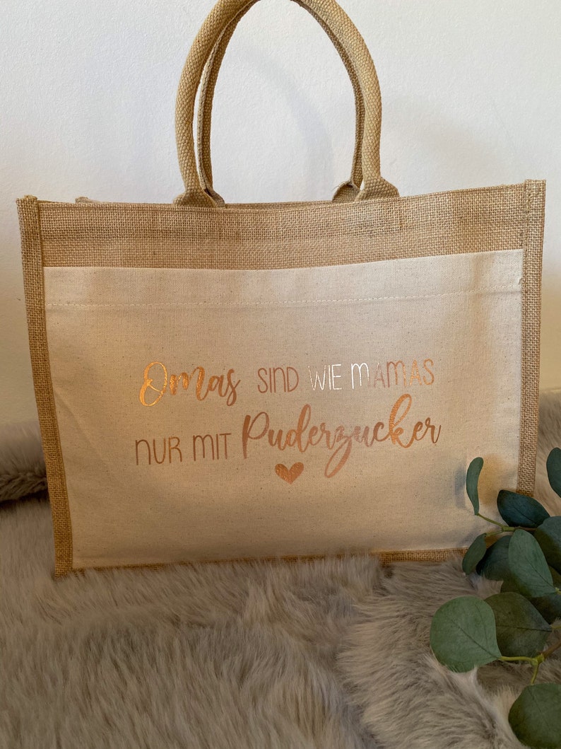 Personalisierte Jutetasche mit Wunschbeschriftung Bild 1