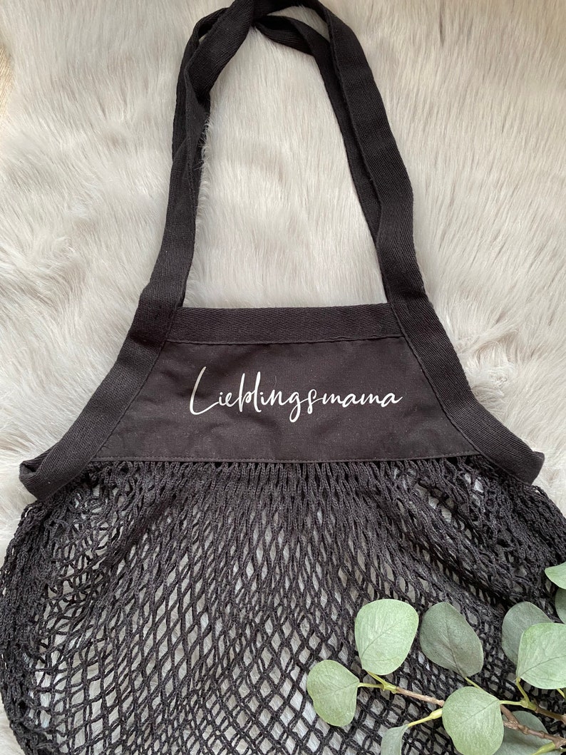 personalized shopping net, bag, mesh bag, gift, gift idea for Easter Black