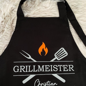 Personalisierte Grillschürze Grillmeister Deluxe Schürze für Männer mit Name Grillen Vatertag individuelles Geburtstagsgeschenk für Männer Bild 2