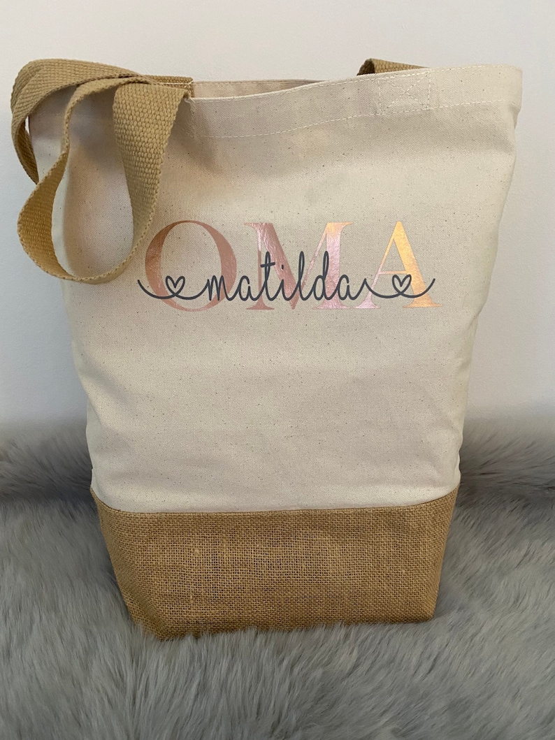 Shopper bag MRS. MOM OMA with name personalized in the desired design 