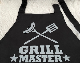 Personalisierte Grillschürze „Grill Master“ Schürze für Männer mit Name Grillen Vatertag individuelles Geburtstagsgeschenk für Männer