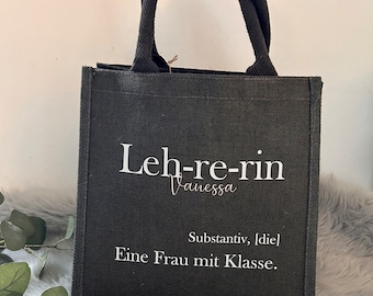 Personalisierte Jutetasche | Lehrerin