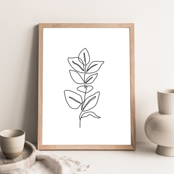 Flower Line Drawing Wall Art Etsy