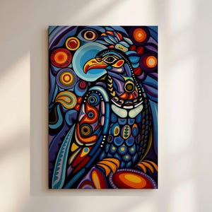 Eagle Canvas Inspired by Canadian Indigenous Art, Traditional Aboriginal Art Themed Print, Stunning Decor, Perfect Inuit Style Art for Home