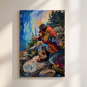 Canadian Aboriginal Artwork, Extra Large Canvas Art Inspired by First Nations Culture for Vibrant Home Décor, Unique Indigenous Wall Art
