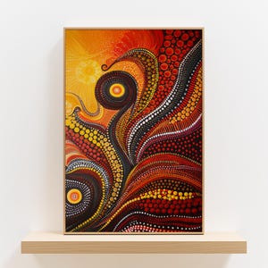 Aboriginal Artwork, Contemporary Dot Painting Style Wall Art Poster, Bright Australian Native Print, Bright Abstract Flower Wall Decoration