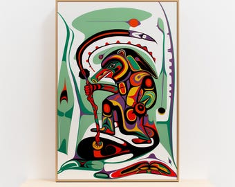 Indigenous-Inspired Wall Art Canada, Vibrant Canadian Aboriginal Style Artwork, First Nations Themed Print for Home Decor, Unique Gift