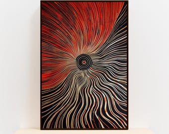 Australian Aboriginal Dot Painting Print – Indigenous Style Wall Art for Modern Home Decor