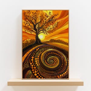 Australian Aboriginal Dot Art, Indigenous Style Wall Art Poster, Inspired by Dreamtime Art, Modern Home Decor Perfect Housewarming Gift Idea