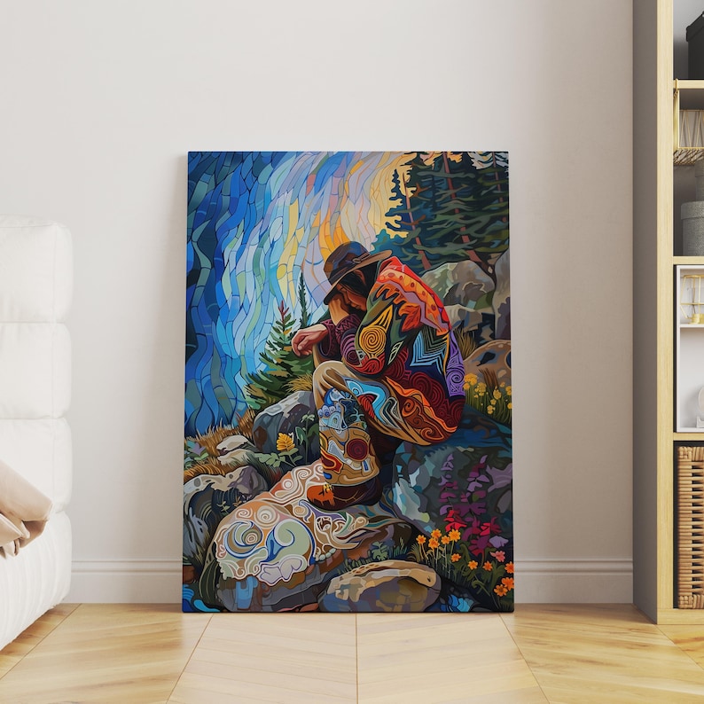 Canadian Aboriginal Artwork, Extra Large Canvas Art Inspired by First