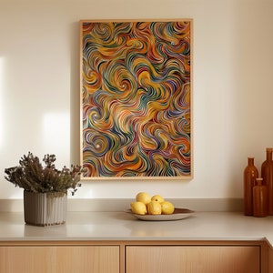 Australian Aboriginal Wall Art, Colorful Print Inspired by Indigenous Dot Painting, Abstract Home Decor, Dopamine Large Poster, Unique Gift