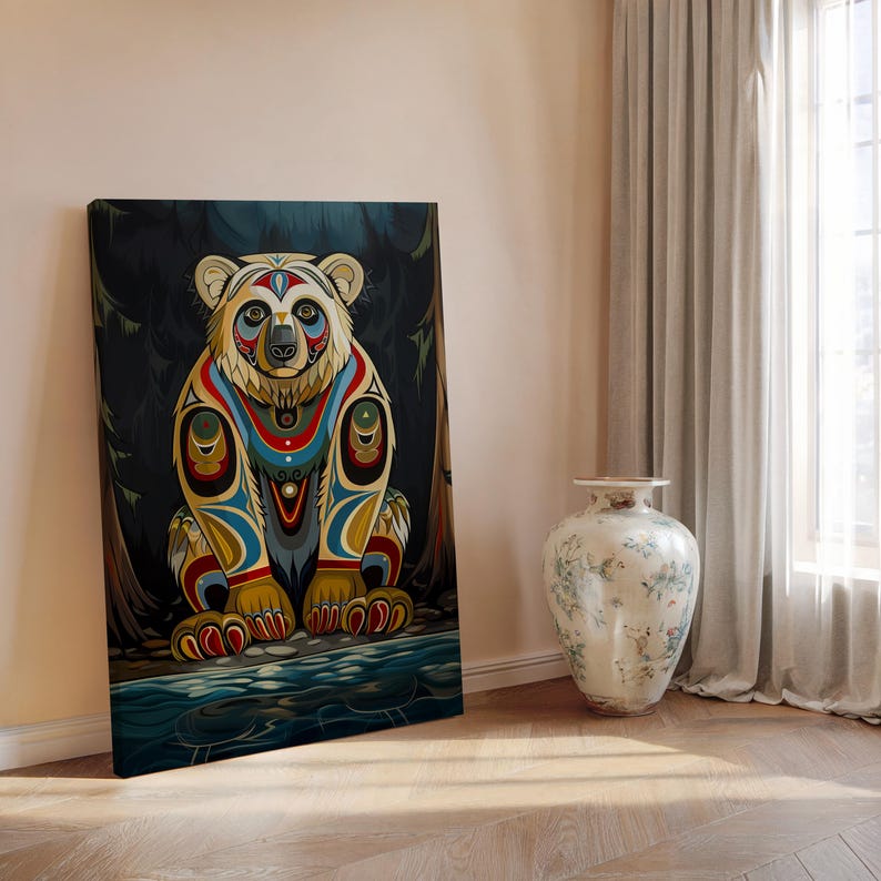 Beige Black Bear Wall Art – Canadian Indigenous Aboriginal Animal ...