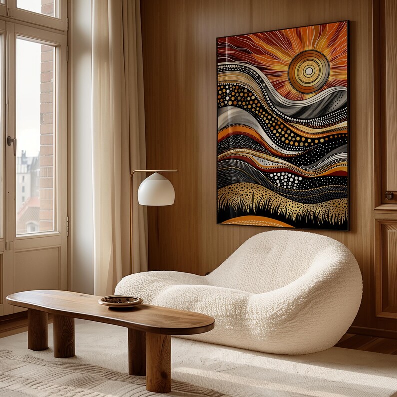 Affordable Aboriginal Dot Painting Style Artwork, Abstract Meadow at