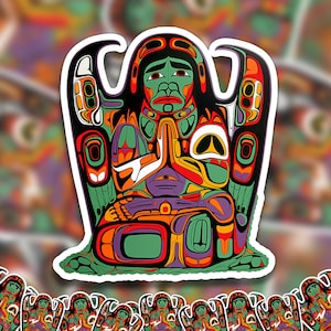 Art Sticker, Canadian Aboriginal Design Vinyl Decal, Laptop or Car Tribal Indigenous Sticker, Gift for Teens