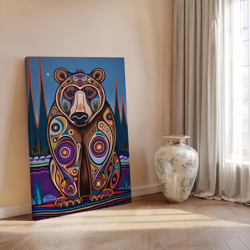 Canadian Aboriginal Artwork, Bear Canvas Print Inspired by Inuit ...
