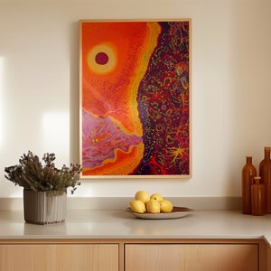 Authentic Aboriginal Artwork, Bright Contemporary Dreamtime Poster Inspired by Dot Painting, Australian Native Art Print for Gallery Wall