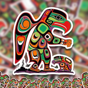 Canadian Aboriginal Sticker, Indigenous Art Sticker, Tribal Vinyl Decal for Laptop, Car, Water Bottle - Perfect Gift for Friends, Teens