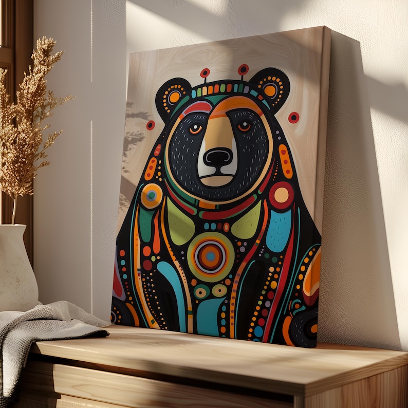Aboriginal Art Style Print, Contemporary Bear Artwork Inspired by ...