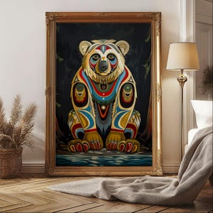 Bear Canadian Aboriginal Style Wall Art, Unique First Nations Print ...