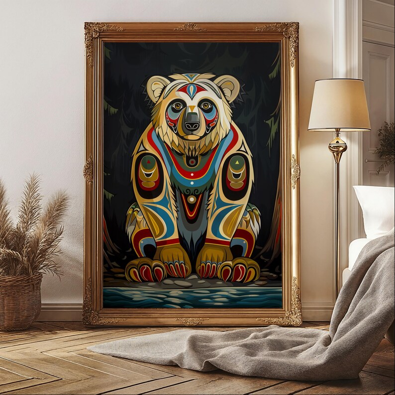 Bear Canadian Aboriginal Style Wall Art, Unique First Nations Print ...
