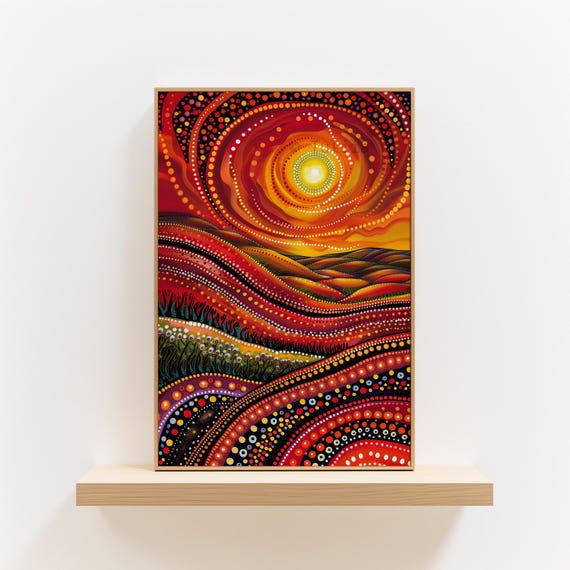 Indigenous Design Print, Colorful Dopamine Wall Art, Australian