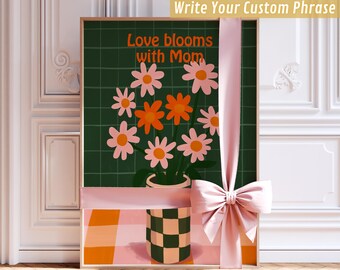 CUSTOM Vibrant Floral Vase Artwork Print, Bold Botanical Maximalist Wall Art for Trendy Aesthetic Rooms, Unique Mothers Day Gift Idea