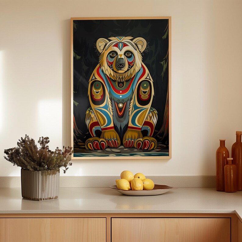 Bear Canadian Aboriginal Style Wall Art, Unique First Nations Print ...