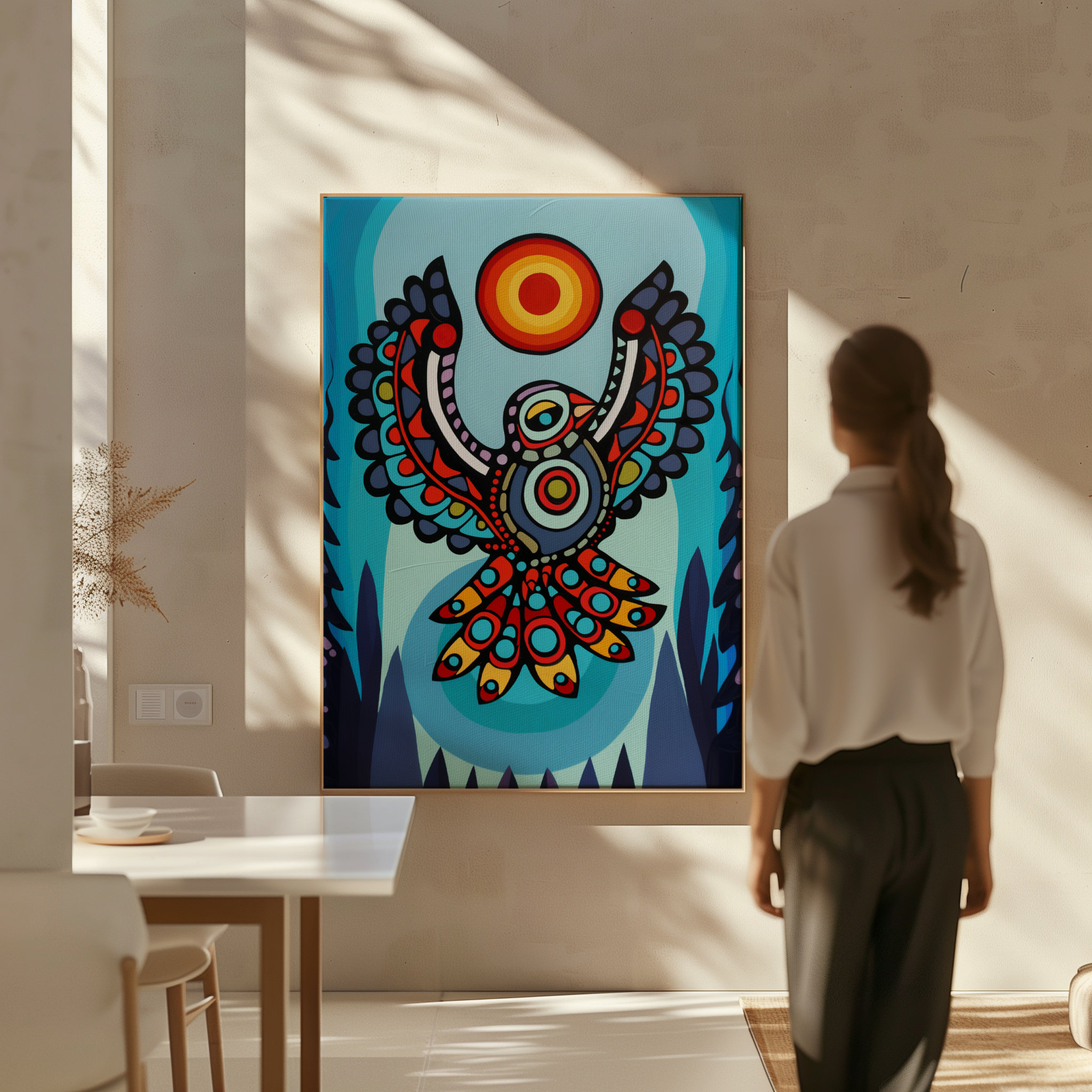 Bird Aboriginal Art Style Canvas, Contemporary Eagle Indigenous ...