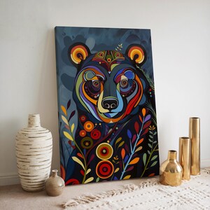 Indigenous Canadian Inspired Wall Art, Bear Aboriginal Style Artwork ...