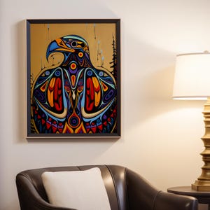 Indigenous Design Wall Art – Vibrant Canadian Aboriginal Style Eagle ...