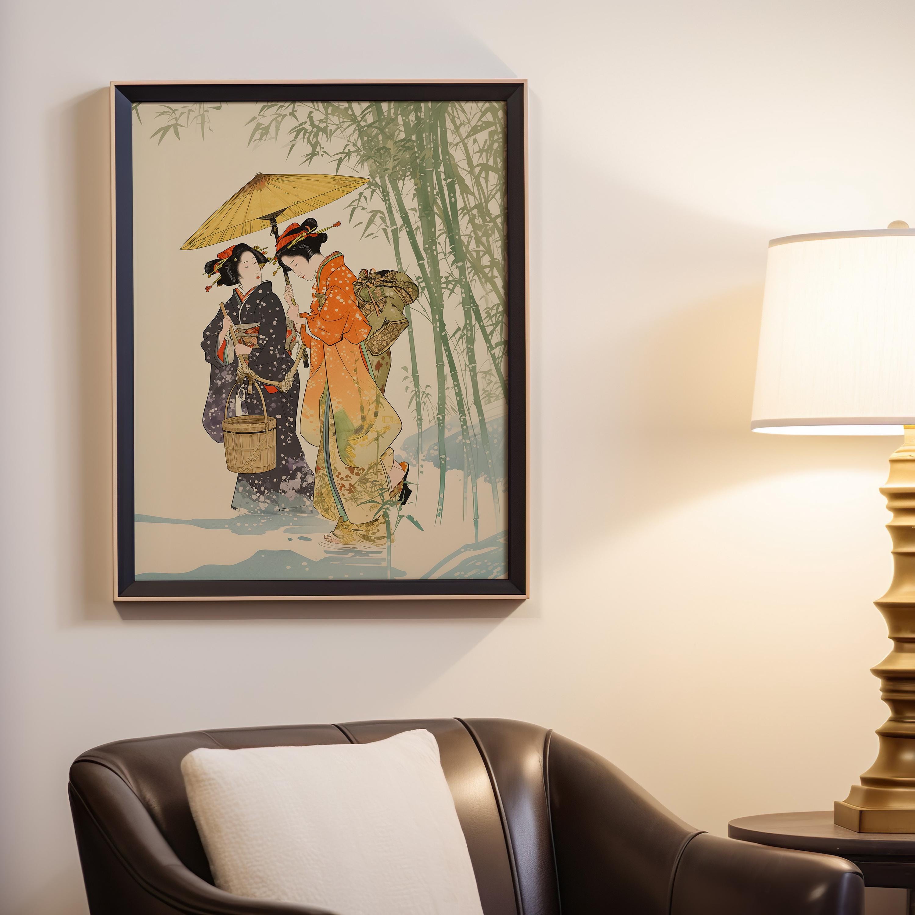 Vintage Geisha Art Woodblock Print, Japanese Culture Edo Paintings ...