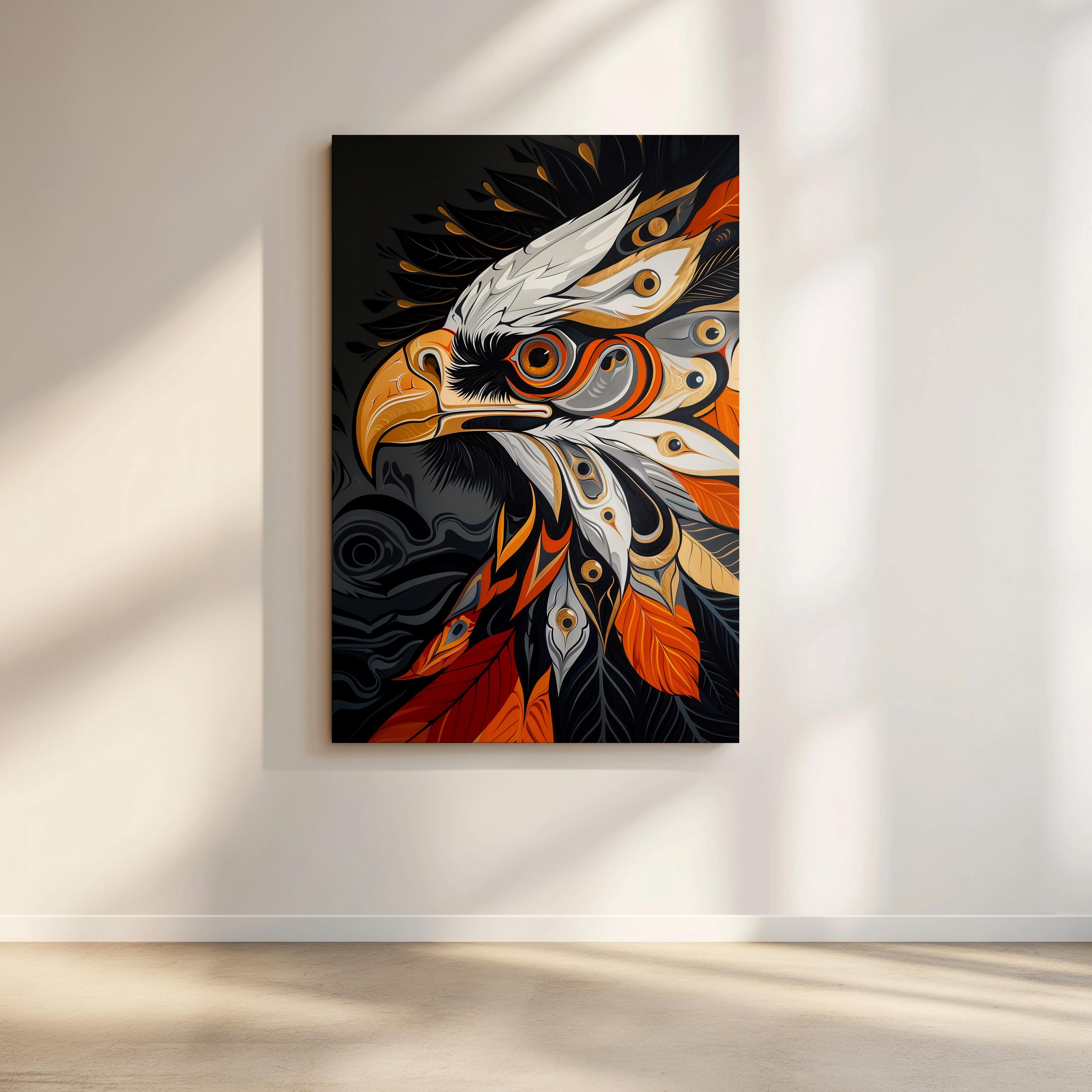 Bold Eagle Indigenous Wall Art, Canvas Inspired by Canadian Bird ...